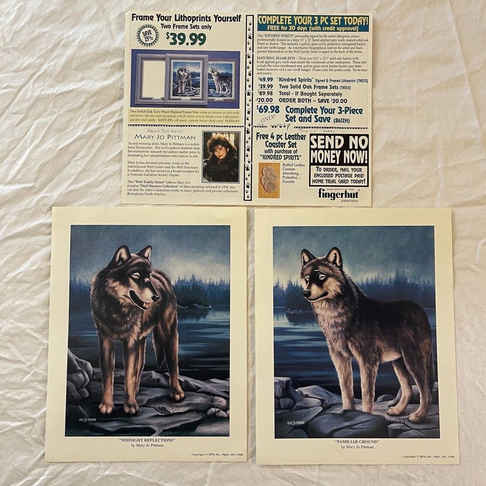 Lot of 2 Mary Jo Pittman 8"x10" Prints: Midnight Reflection & Familiar Ground